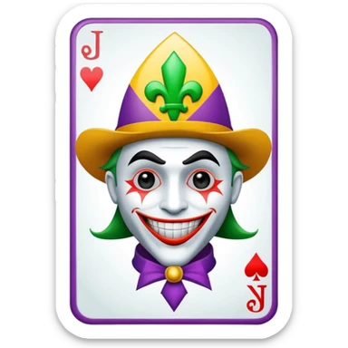 1 poker card, perfectly squared card, with crazy colorful human jolly joker inside, star symbol with a "J" sticker