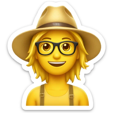 emoji jaune lunette de soleil avec un chapeau safari sur la tête sticker