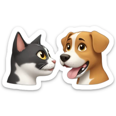 dog and cat talking to each other sticker