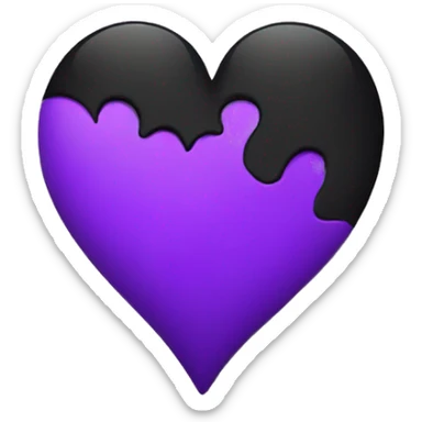 Half black and half purple split heart sticker