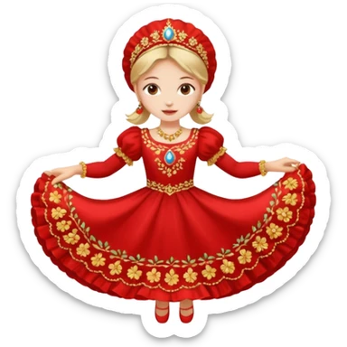 A dancing girl in a red dress and kokoshnik sticker