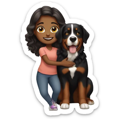 Brown Girl with Bernese mountain dog sticker