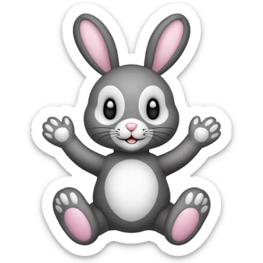 Emoji pour twitch d'une peluche lapin squelette noir faisant signe de la patte avec le texte:"Hi !" sticker