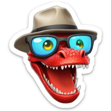 crazy-funny-cyberpunk-red-dragon-head-with-beautiful-smile-wearing-glasses-and-hat sticker