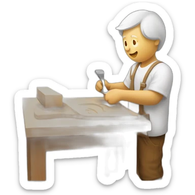 White europium Wood carver carves I love Nadusha sticker