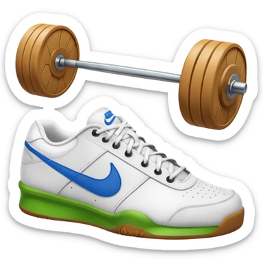 nike white low top tennis shoe weight lifting gum bottom sticker