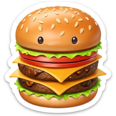 3D emoji of a bitten burger, first bite achievement, cute and modern, soft lighting, glossy, isolated, no background, mobile app icon
 sticker