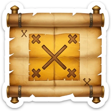 aged parchment map with X marked treasure map. sticker