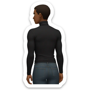 muscle fit black turtleneck shirt front and back sticker