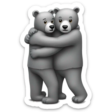 realistic-grey-bears-couple-hugging-with-love sticker