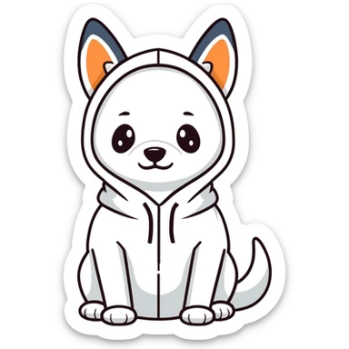 Dog wearing a hoodie sticker
