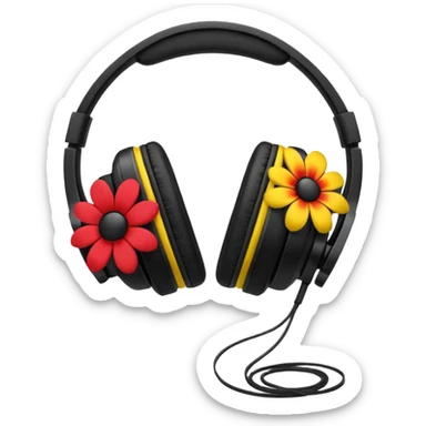 Headphones and flower sticker