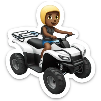 White teenager riding quad bike sticker