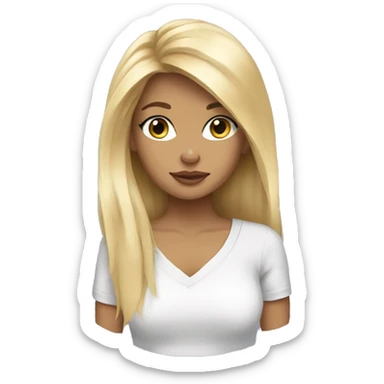 Shirt blonde hair girl with yorkie sticker