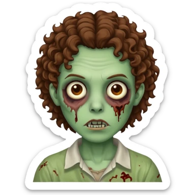 Zombie with lil bit curly medium brown hair sticker