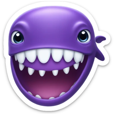 purple whale front with open mouth sticker