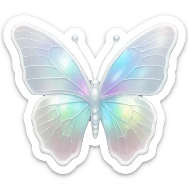 Pastel white iridescent glass crystal butterfly sticker