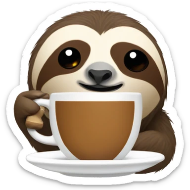 sloth drinking coffee sticker
