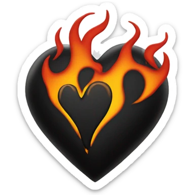 black heart with flames sticker
