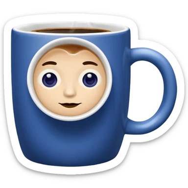 Coffee cup with b BLUEBERRY ON THE MUG sticker