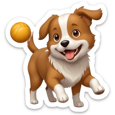 dog fetching a ball sticker