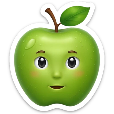 Green Apple with hair  sticker