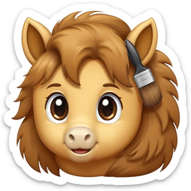 pony being brushed sticker