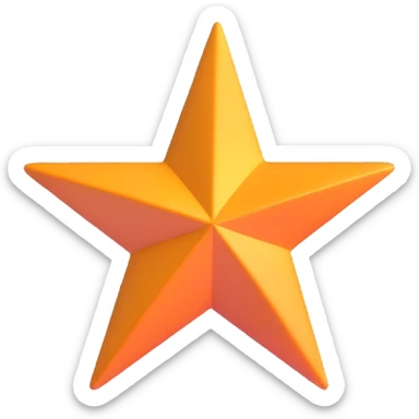 five-pointed star, 3D effect, shiny and dimensional sticker