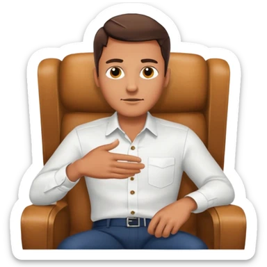 Guy in a chair asking sticker