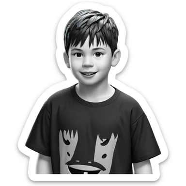 smiling boy in monochrome shirt sticker