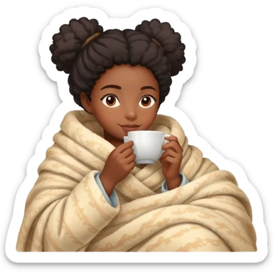 black girl wrapped in blanket drinking tea sticker