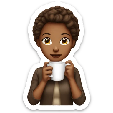 Light brown skin girl with coffee sticker