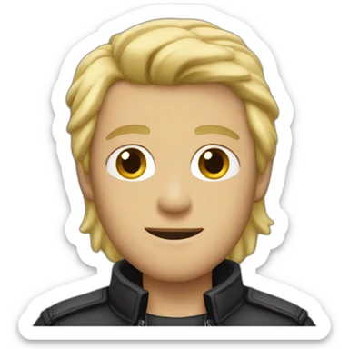 Dude with blonde hair wearing leather jacket sticker