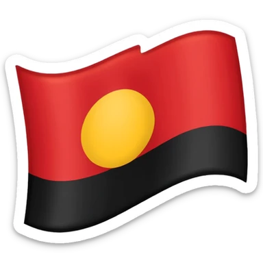 A wawy black and red rectangle with medium sized yellow circle in the middle flag sticker