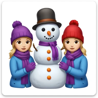 people making a snowman sticker