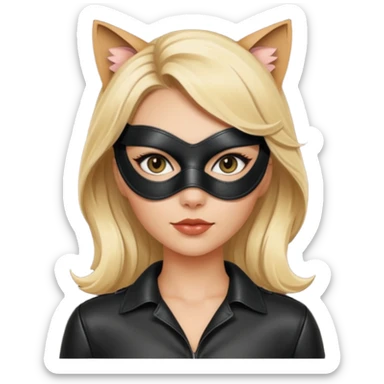 blonde woman with leather cat eye mask and leather blouseü sticker