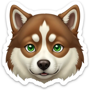 Brown Siberian husky and green eyes  sticker