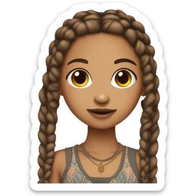 Skinny lightskin girl with boho braids sticker