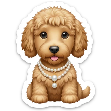 Golden doodle wearing a pearl necklace ￼ sticker