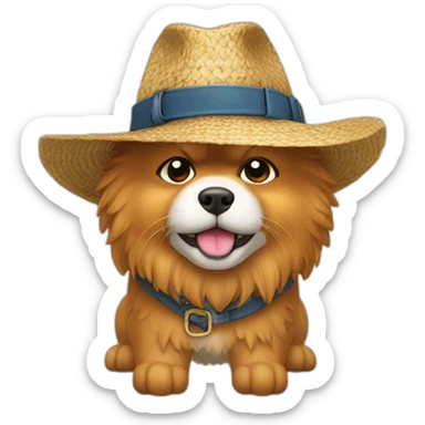 zwergspitz with strawhat and boots sticker