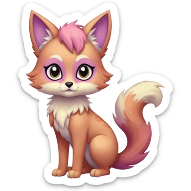 Multicolored sparkly pastel dark light pale gloomy spooky cute adorable pretty cool elegant realistic floral exotic Falvie-Fionbri-fursona, full body sticker