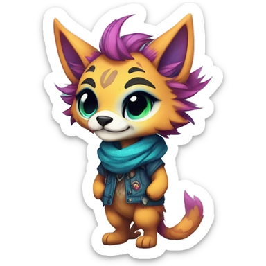 Cool cute Kawaii edgy colorful anthro fantasy animal fursona by griffsnuff & LiLaiRa & Falvie full body sticker