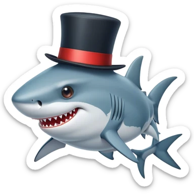 Shark with a top hat sticker