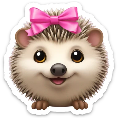 hedgehog with a pink bow sticker