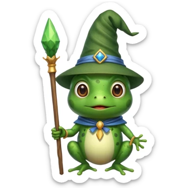 cute frog wizard sticker