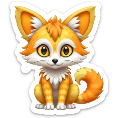 Colorful tropical exotic cute cool beautiful shiny beautiful fantasy-Trico-Cacomistle-oncilla-animal-Fakémon-hybrid-fursona (full body) sticker