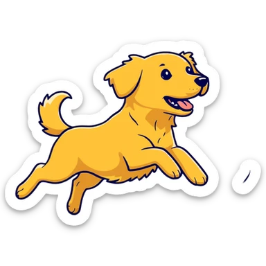 Golden retriever dog running at full speed sticker