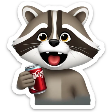raccoon drinking dr pepper sticker