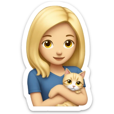 blonde girl with fluffy blonde cat sticker