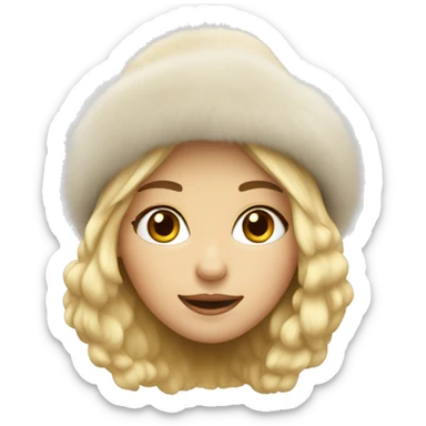 blonde girl with fur hat sticker